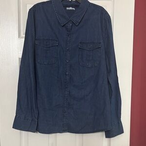 Per Se Navy blue Casual Button-Down Shirt size xl